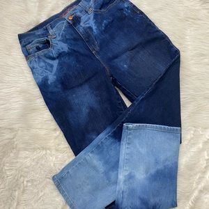 Custom Gloria Vanderbilt Amanda bleach tie dye jeans dark wash light blue 8